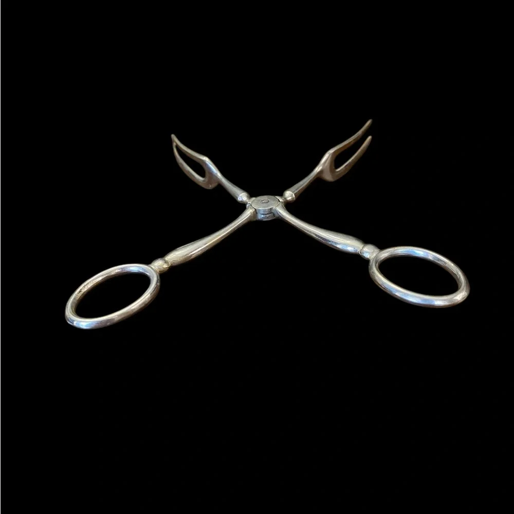 Antique French SFAM Silver Plated Scissor Pastry Tongs 7” Cake Server
